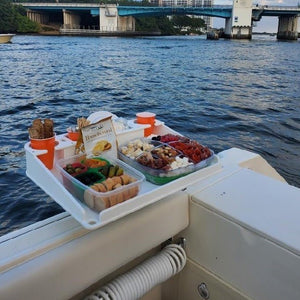 Docktail Utility Boat Table Accessory with Adjustable Rod Holder Mount