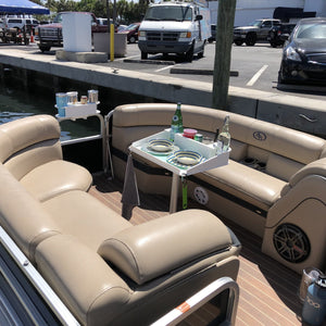 Docktail Utility Boat Table with Pedestal Table Attachment Options