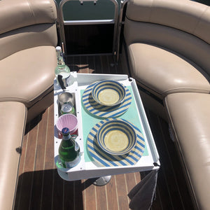 Docktail Utility Boat Table with Pedestal Table Attachment Options