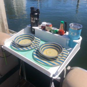 Docktail Utility Boat Table with Pontoon Boat Rail Mount - TRAPSKI