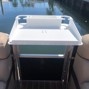 Docktail Utility Boat Table with Pontoon Boat Rail Mount
