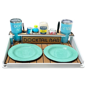 Docktail Utility Boat Table with Pontoon Boat Rail Mount