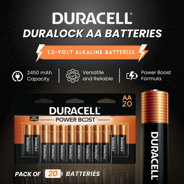 DURACELL Duralock AA 1.5 V Alkaline Batteries for Exclusive Power (2 x 20 Pack)