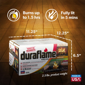 Duraflame 2.5lb Indoor Outdoor Fireplace Fire Pit Firelog 1.5 Hr Burn Time, 6 Pk