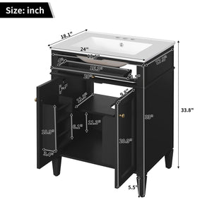 Bathroom Vanity With 2 Doors And Tip Out Drawer, Soft Closing Hinges
