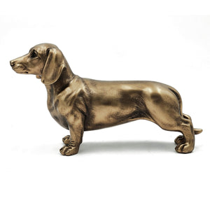 11.4x3.3x6.6' Lifelike Dachshund Figurine with Copper Finish
