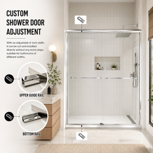 50-54" W x 72" H Framed Double Sliding Shower Door