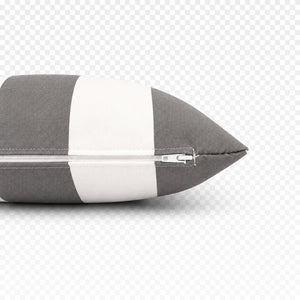 2 Pack Outdoor Lumbar Pillow Covers - Gray/White Striped