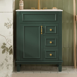Bathroom Vanity With Sink, Compact Cabinet & 2 Drawers And Adjustable Shelf