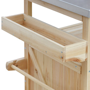 K&K Outdoor Kitchen Island, Rolling Bar Cart & Storage Cabinet