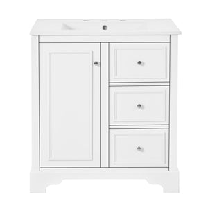 Bathroom Vanity With Sink, Modern Elegant Bathroom Storage Cabinet With 3 Drawers And Adjustable Shelves, Freestanding Vanity Set With Mirror Cabinet, Single Sink Bathroom Vanity