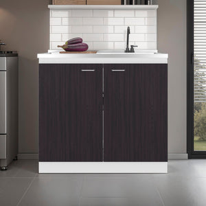 Salento Freestanding Sink, Double Door Cabinet, Two Shelves