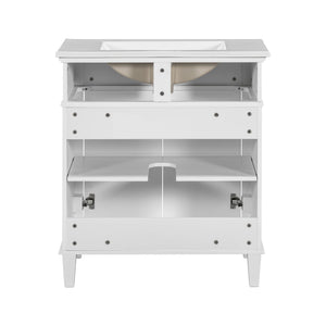 Bathroom Vanity With Ceramic Basin, Soft Close Door And Adjustable Shelves