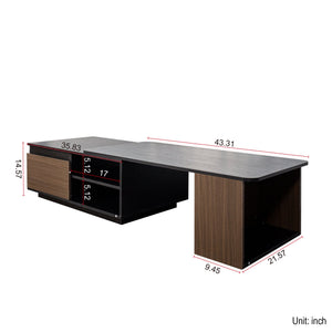 Extendable Coffee Table with 2 Storage Drawers