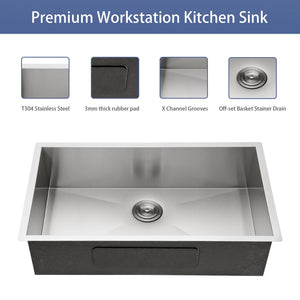 Modern Style Undermount Sink With Stainless Steel, Deep Single Bowl