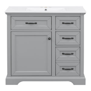 36" Bathroom Vanity With Sink, 2 Tip-Out Drawers, Soft Close Hinges