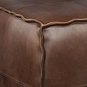 Brody Square Pouf Distressed Dark Brown