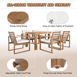 TREXM Patio Table and Chairs Set, 7-Piece Outdoor Dining Set for 6