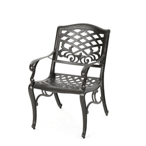 Luminea Outdoor Aluminum Dining Chair with Scroll Design, Bronze