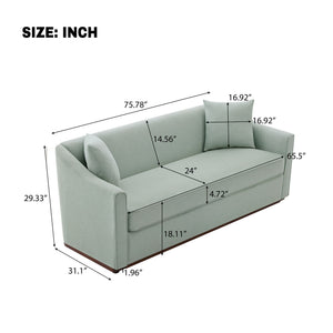 3 Seater Sofa With Wrap Around Armrests And Throw Pillows