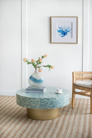 Unique Capiz Coffee Table & Pedestal Base