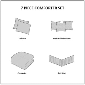 7 Piece Tufted Comforter Set Blush Cal King