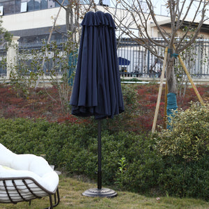 14.8 Ft Double Sided Outdoor Umbrella Rectangular Large with Crank (Navy Blue)