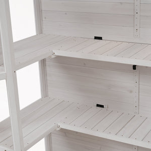 TOPMAX 78-Inch Wooden Greenhouse with Skylights and Folding Shelves