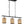 Elysian - 3 Lights Island With Natural Shade Farmhouse Chain Ceiling Lamp - Black / Rattan