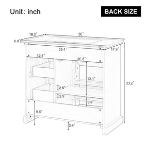 36" Bathroom Vanity with Ceramic Sink and Storage
