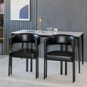 Modern Dining Upholstered Barrel Chair With Curved Back And Armrests