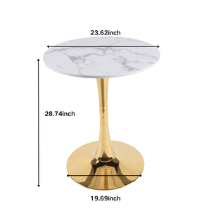 White Marble Tulip Dining Table with Golden Legs