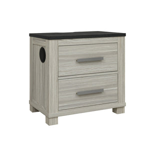 Augusta - Nightstand With Top, 2 Drawers, Block Feet - Beige Brown