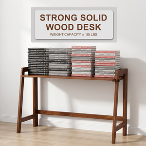 Solid Wood Folding Desk, 49" Mid Century Modern Computer Desk