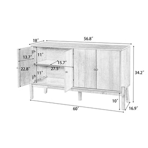 Vintage Sideboard Buffet Cabinet, 56.8" W x 18" D x 34.2" H