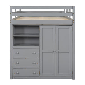 Loft Bed With Built In Wardrobe, Shelves And Drawers