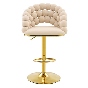 Puffy Bubble Chair, Ball Chain (Set of 2) - Beige / Gold
