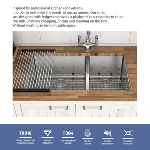 Modern Double Bowl Undermount Sink Design With 10" Deep Basins