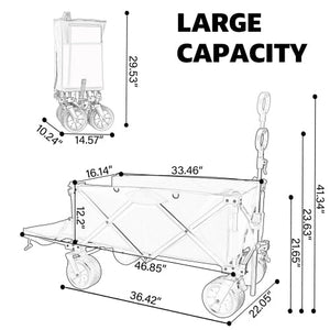 Foldable Wagon with Extended Tailgate and Large All-Terrain Wheels