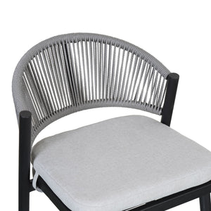 Outdoor 26" Counter Height Metal Frame Counter Stools With Scallop Shaped Backrest & Water Resistant Cushions