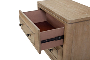 Queen Canopy Bedroom Set With A 2 Drawer Nightstand A Dresser With Poster Mirror And A Door Chest - Sand