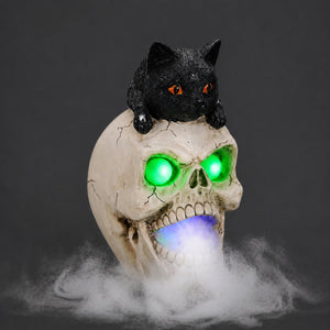 Halloween Cat Skull Statue
