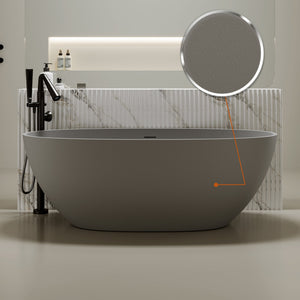 63" Freestanding Bathtub Resin Stone Soaking Bathtub