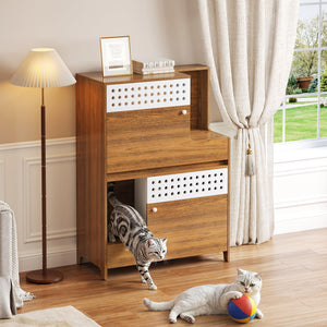 Modern 2-in-1 Cat Furniture, Litter Box Enclosure Side Table