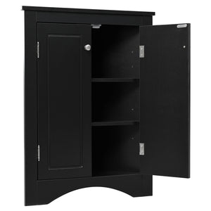 Triangle Bathroom Storage Cabinet With Adjustable Shelves, Freestanding Floor Cabinet For Home Kitchen