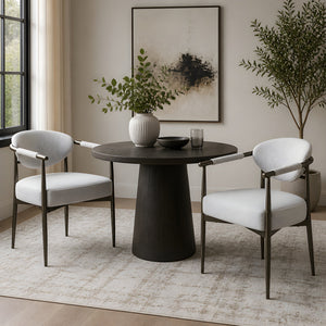 Modern Dining Chairs Set of 2 with Bronze Iron Frame