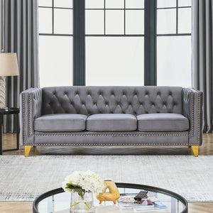 Upholstered Couch Sofa With Button Tufting For Living Room