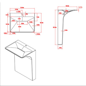 Modern Wall-Mounted Solid Surface Pedestal Sink