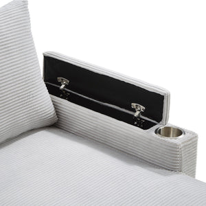 U Shaped Sectional Sofa Bed With Storage Chaise Lounges, USB Ports, And Cup Holders