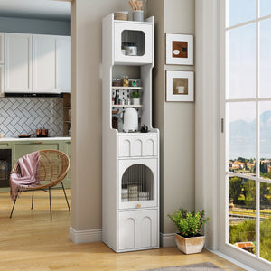 70.87" H Tall Bathroom Storage Cabinet with 1 Door and 2 Drawers